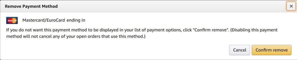 amazon remove payment method screenshot